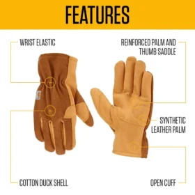 Guantes de lona y cuero sintético con puño abierto para mujer