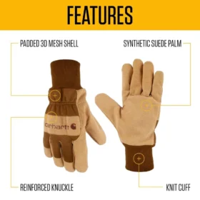 Guantes de mujer con puño de punto de gamuza sintética